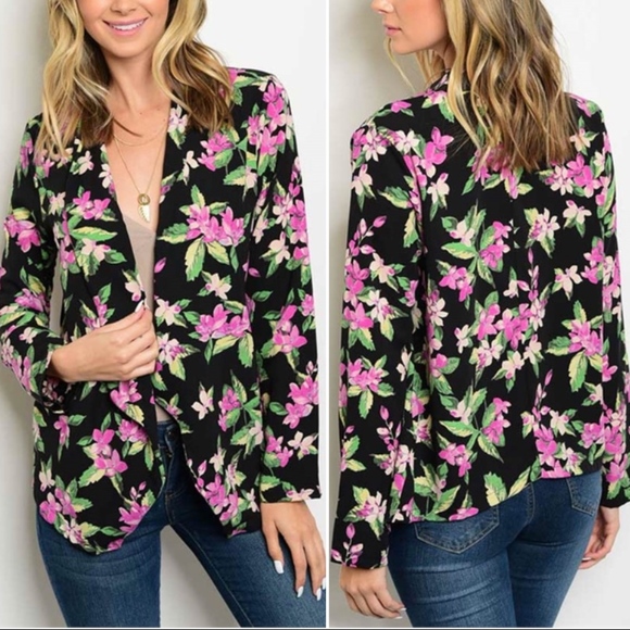 FLORAL BLACK CARDIGAN - Picture 1 of 7